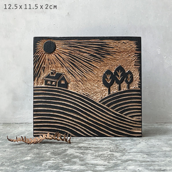 Wood Block - Ploughed Fields