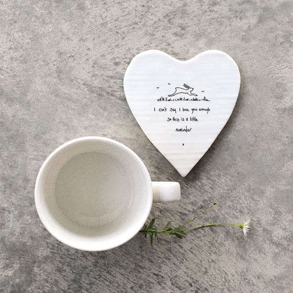 Porcelain Heart Coaster - A little reminder, I love you