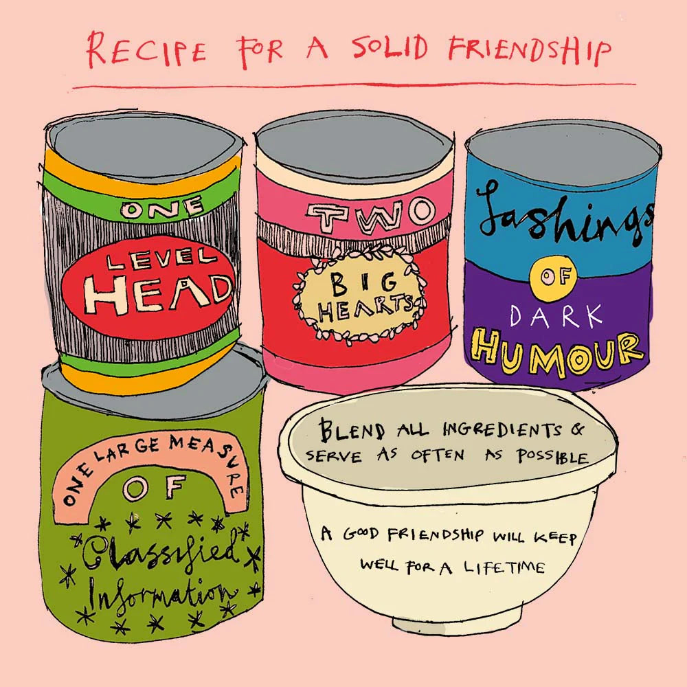 Recipe for a solid friendship - greetings card