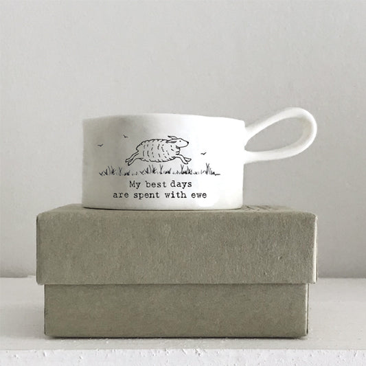 Porcelain Handled Tea Light Holder - Best days spent with ewe