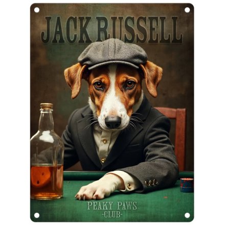 Peaky Paws Jack Russell  - metal hanging sign