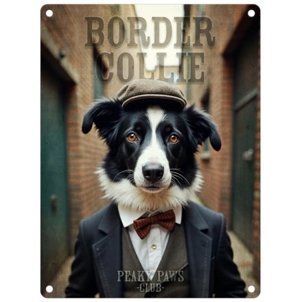 Peaky Paws Border Collie - metal hanging sign