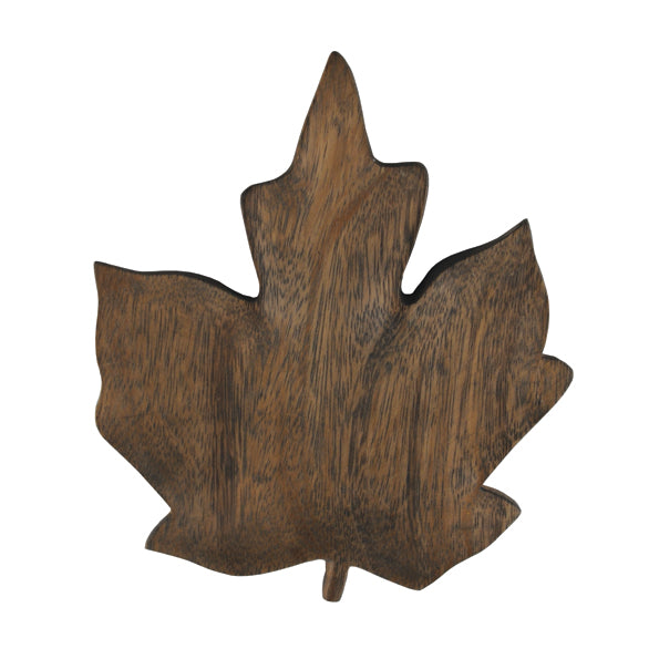 Handcarved Flat Wooden bowl - Maple Leaf