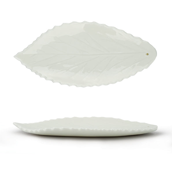 Porcelain Beech Leaf incense holder with Japanese incense sticks