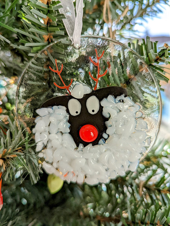 Handmade Fused Glass Reindeer Sheep Decoration - RuBaa