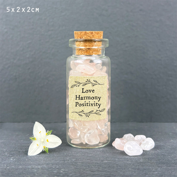 Bottle of crystals - Rose Quartz