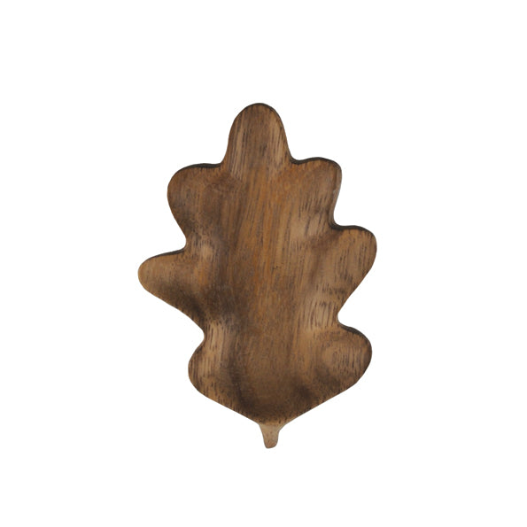 Handcarved Flat Wooden bowl - Oak Leaf