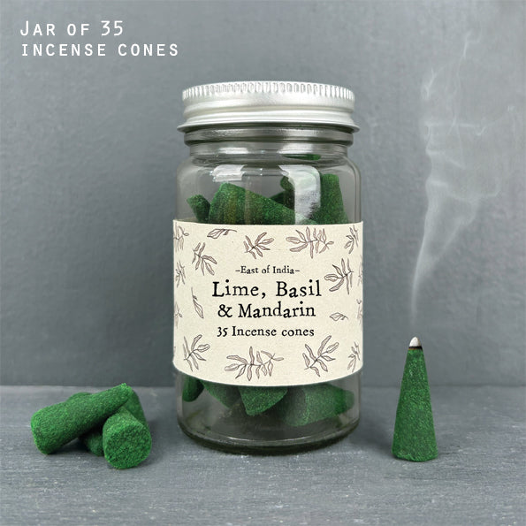 Jar of Incense Cones - Lime, Basil & Mandarin