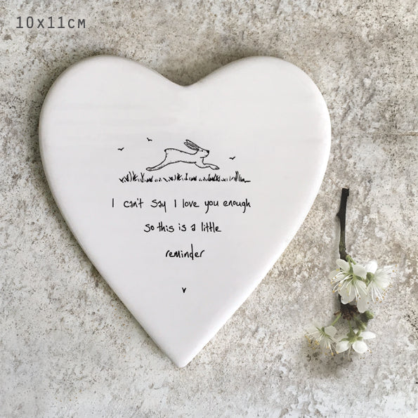 Porcelain Heart Coaster - A little reminder, I love you