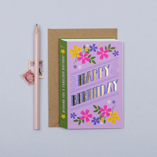 Happy Birthday Flowers and Butterfly - Birthday Card