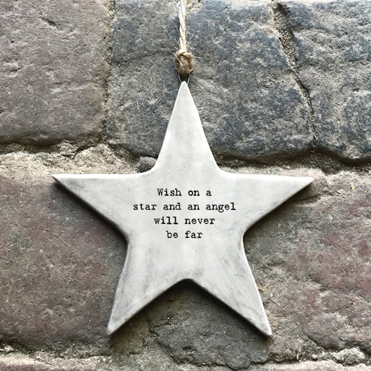 Porcelain Rustic hanging star- Wish on a star