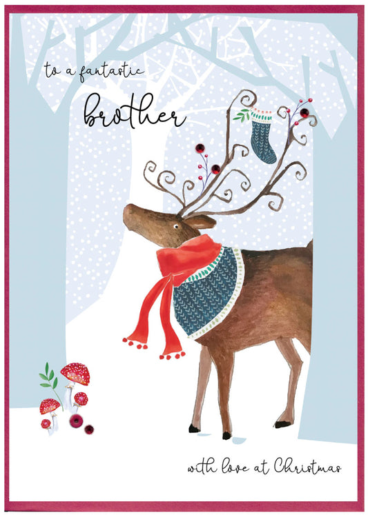 To a fantastic Brother with love at Christmas - Card