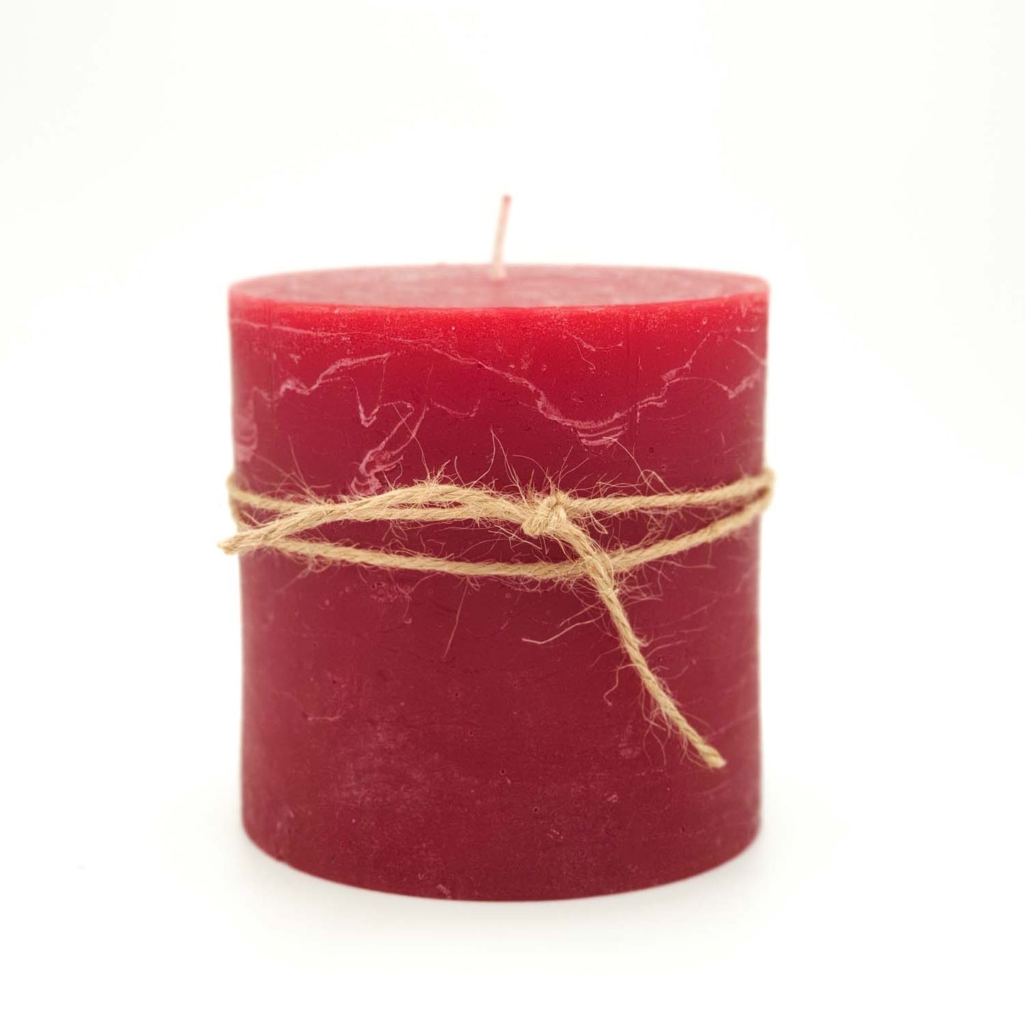 Rustic Pillar Candle - Lipstick Red