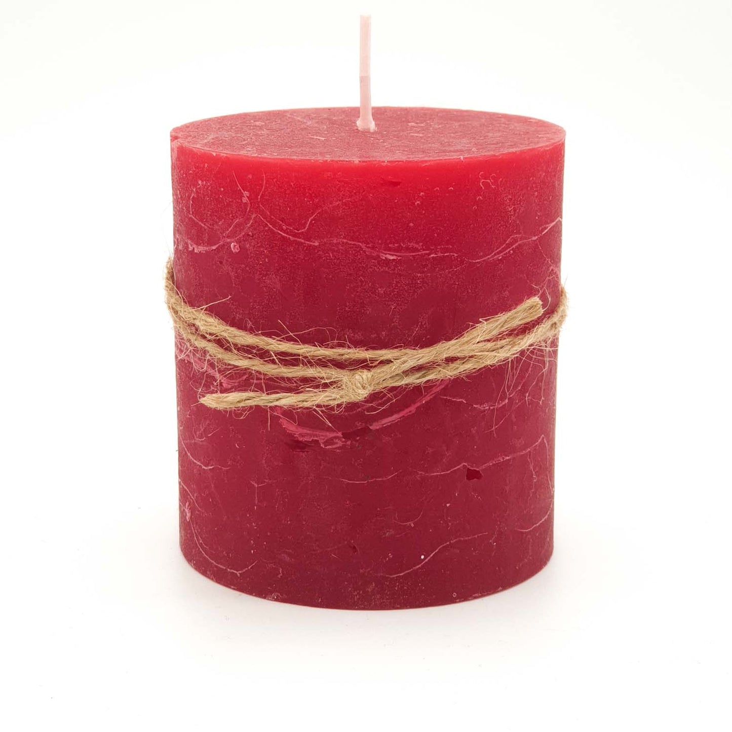 Rustic Pillar Candle - Lipstick Red