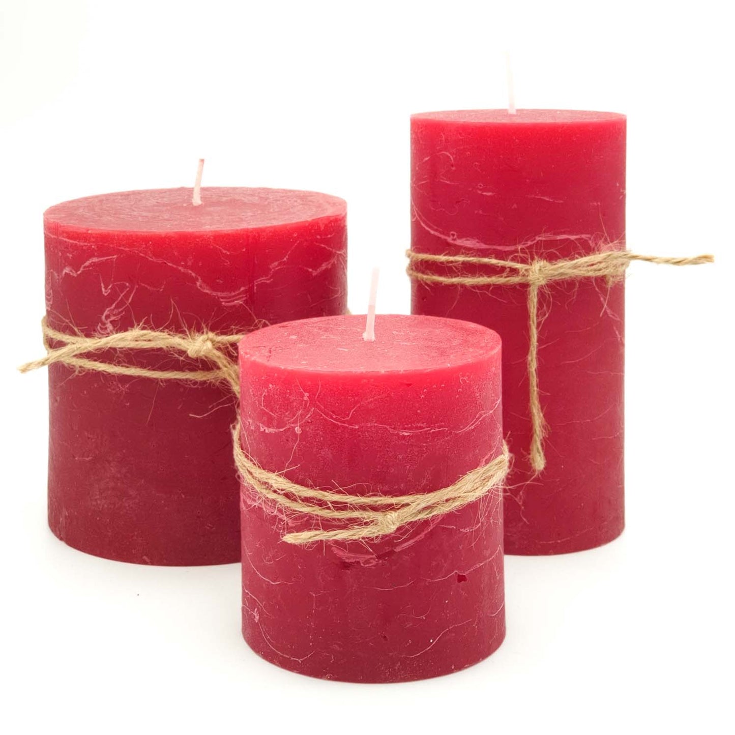 Rustic Pillar Candle - Lipstick Red