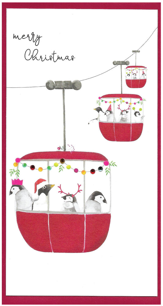 Penguins in Cable Cars - Christmas Money Wallet