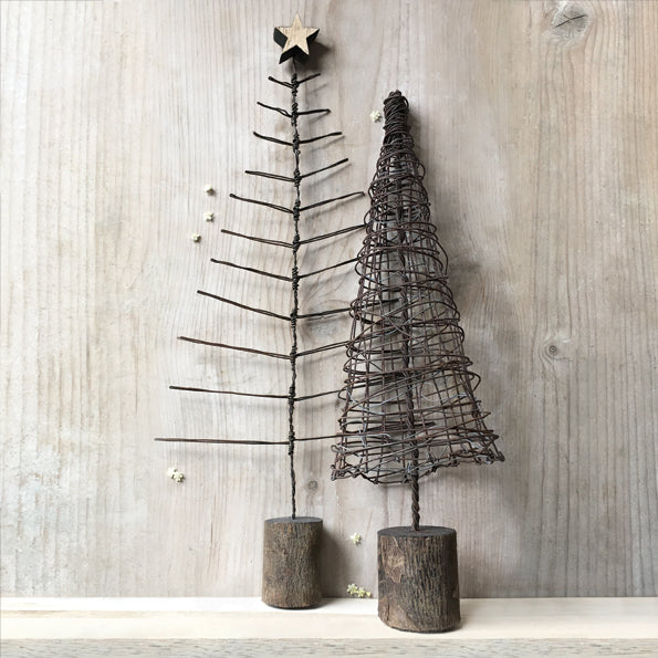 Handmade Rusty Wire Christmas Tree - Large