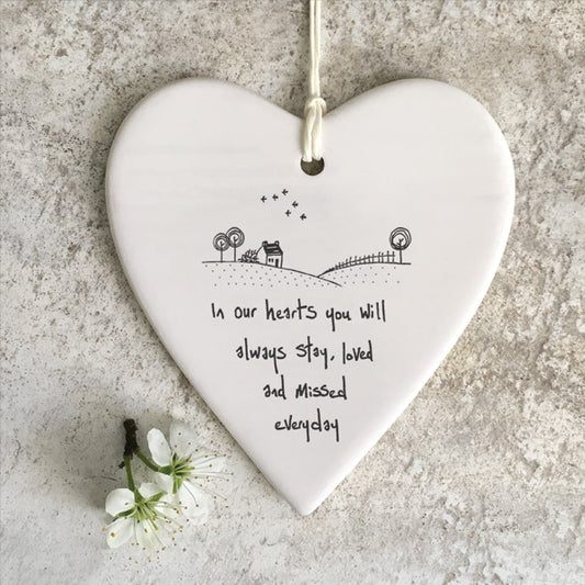 Porcelain wobbly Heart hanger- In our hearts