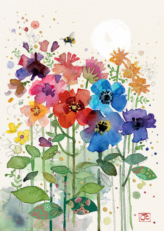 Rainbow Flowers- Blank Greetings card